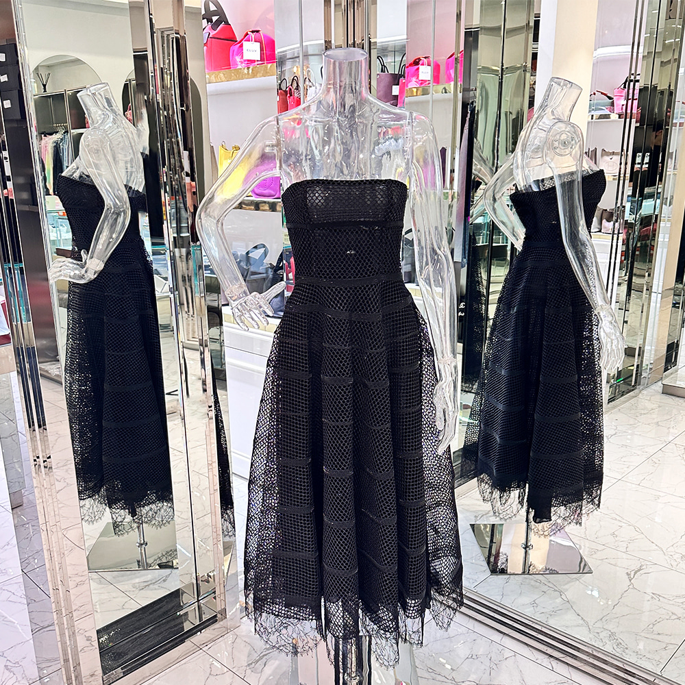 디올 22FW 튤 &amp; 레이스 드레스 36 블랙